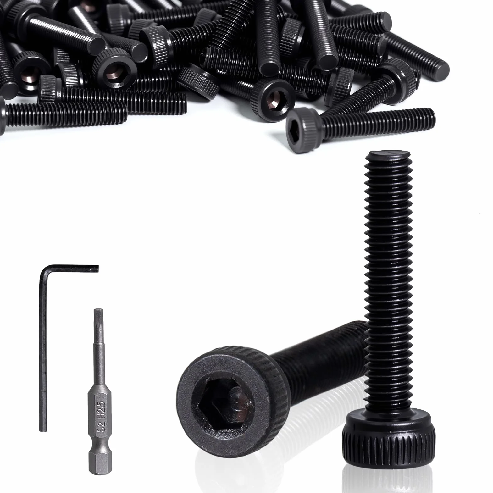 50 sztuk śrub z łbem sześciokątnym M3 x 16 mm, śruby z łbem cylindrycznym DIN 912, śruby imbusowe, czarne, pełny gwint, stal węglowa, śruby maszynowe do maszyn, CNC, pojazdów, mebli, "zrób to