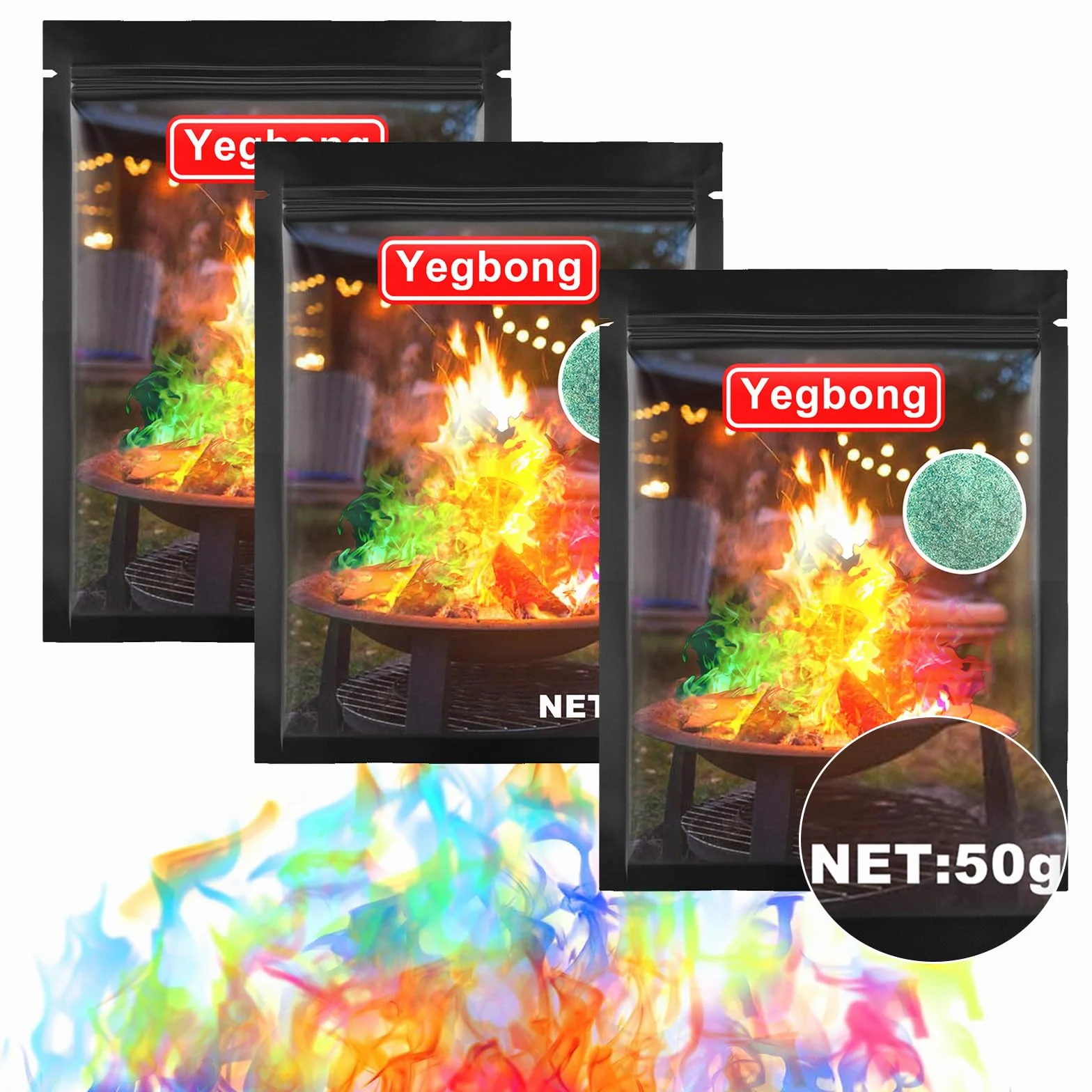 Flame Color Powder 3 sztuki Colored Flame do aktywności na świeżym powietrzu