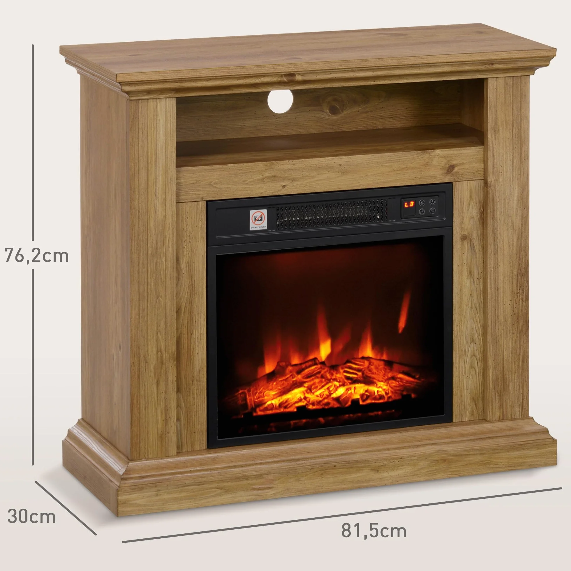 HOMCOM Kominek elektryczny 1800 W 3D efekt płomienia regulowana jasność pilot zdalnego sterowania timer 81,5 x 30 x 76,2 cm