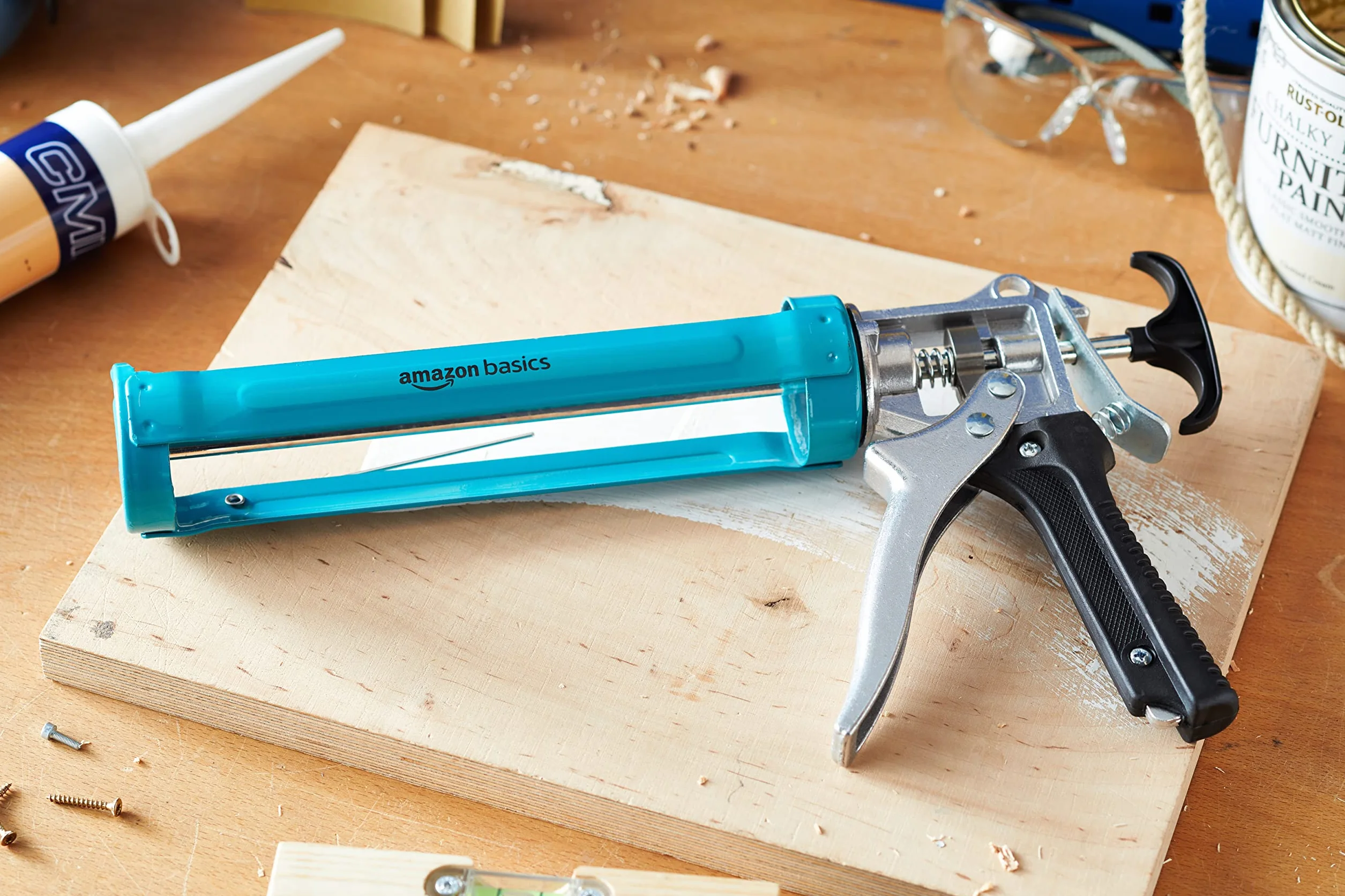 Amazon Basics Pistolet do uszczelniania 310 ml 12:1 aluminiowa rękojeść niebieski/szary