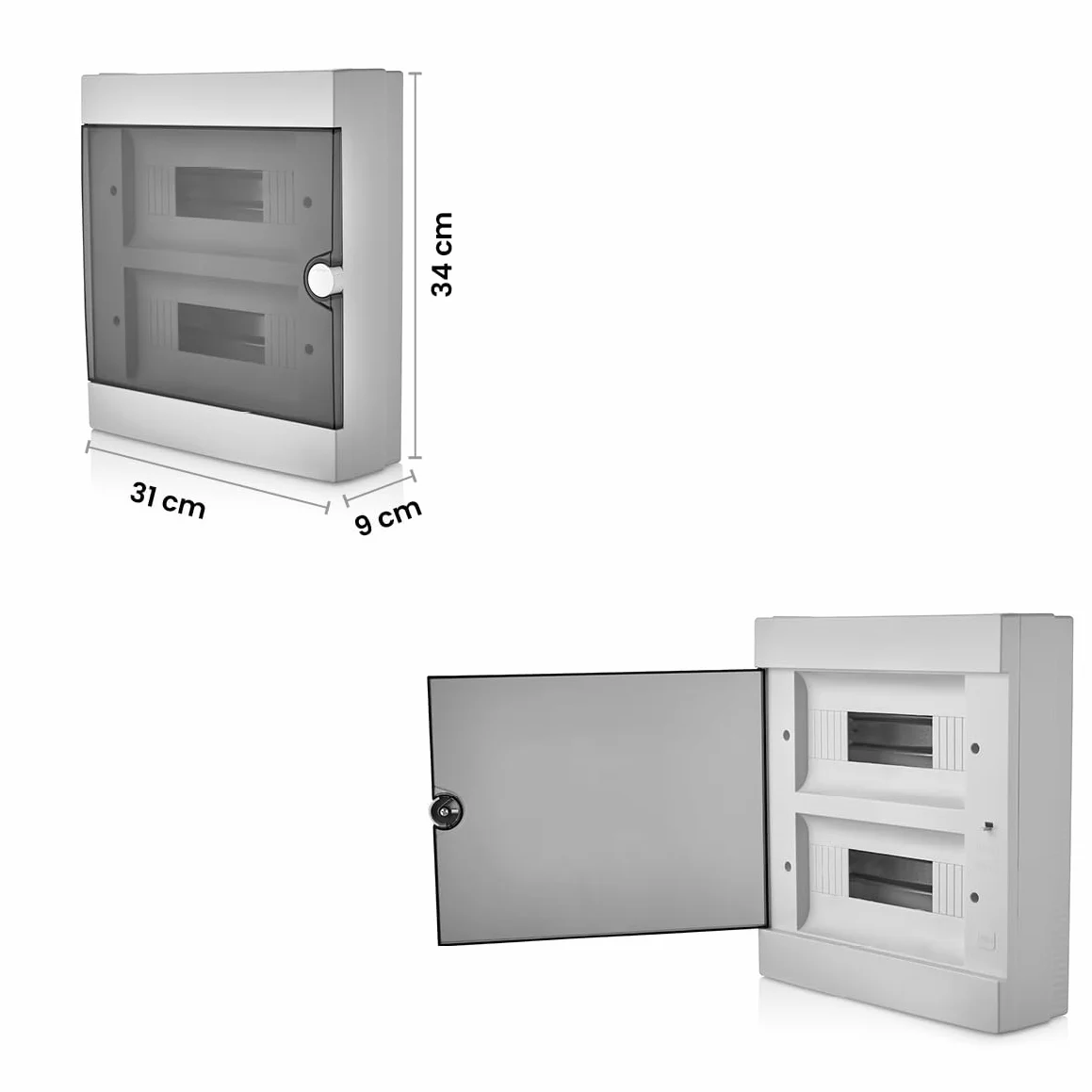 Lion Electric Skrzynka bezpiecznikowa natynkowa 24 moduły 2-rzędowa IP40 biała z czarnymi drzwiami
