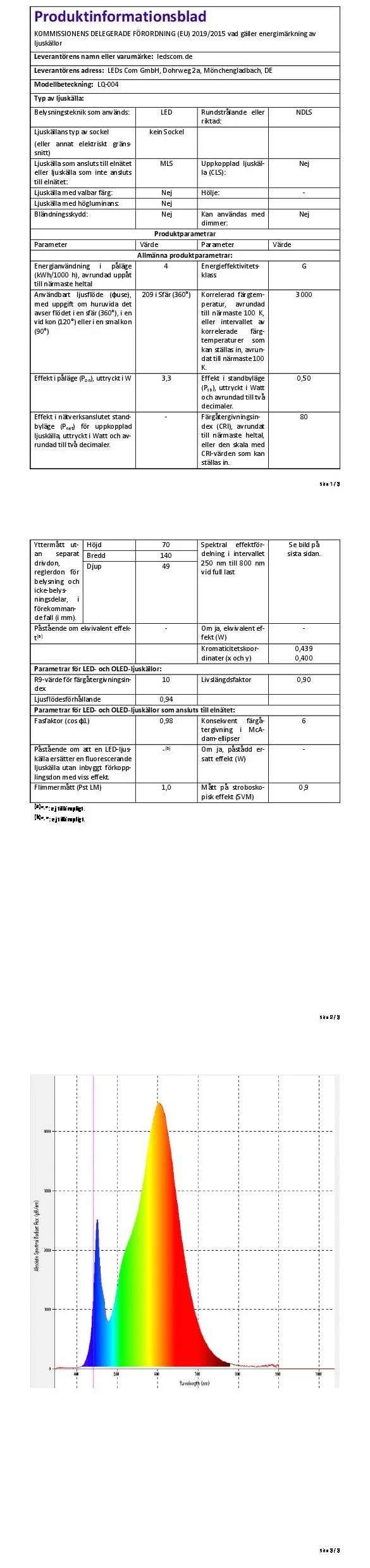 ledscom.de Lampa ścienna wpuszczana LED ZIBAL, downlight IP65 140x70mm 3,3W 209lm ciepła biel