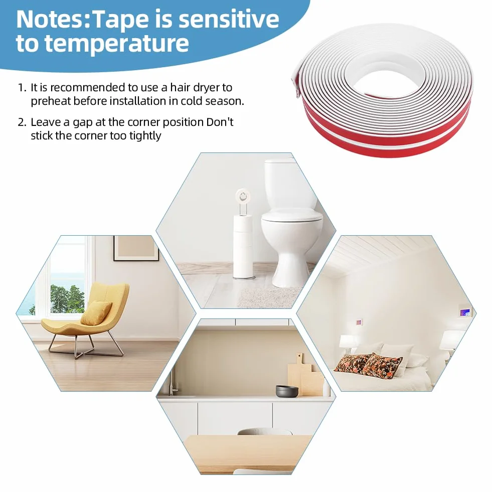 Flintronic Samoprzylepna Miękka Listwa Przypodłogowa PVC 20 mm 6M Składana Wodoodporna Dekoracyjna