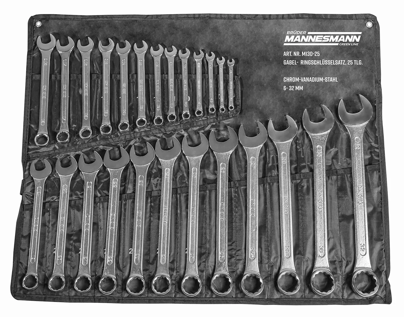 Mannesmann zestaw kluczy płasko-oczkowych 7-32 mm 25 sztuk