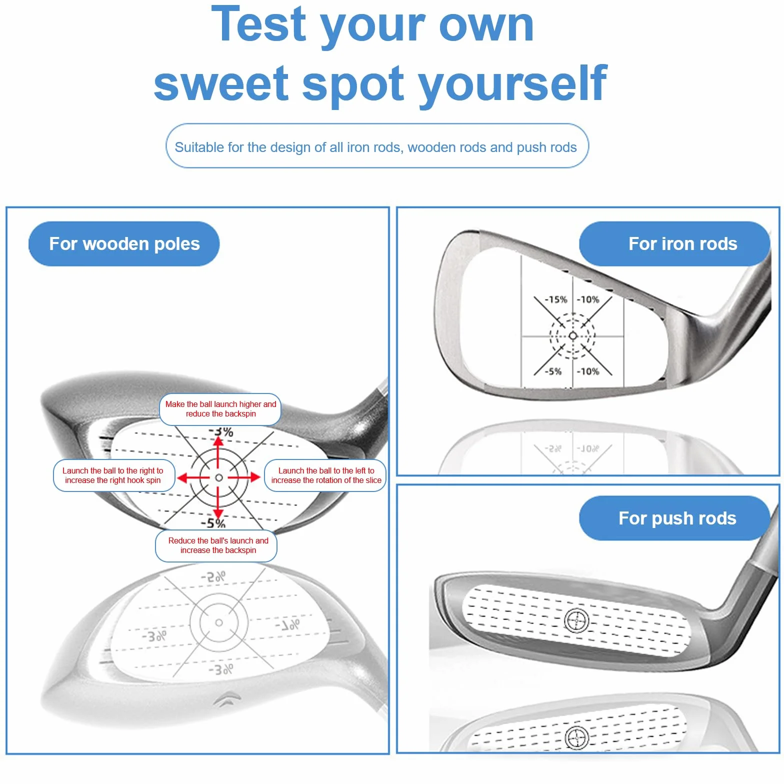 120 naklejek na kije golfowe, 40 x 3 sztuki taśm golfowych, pomoc treningowa i samoucząca się naklejka, odpowiednie do żelaza, drewna i puttera, pomoc w ćwiczeniach