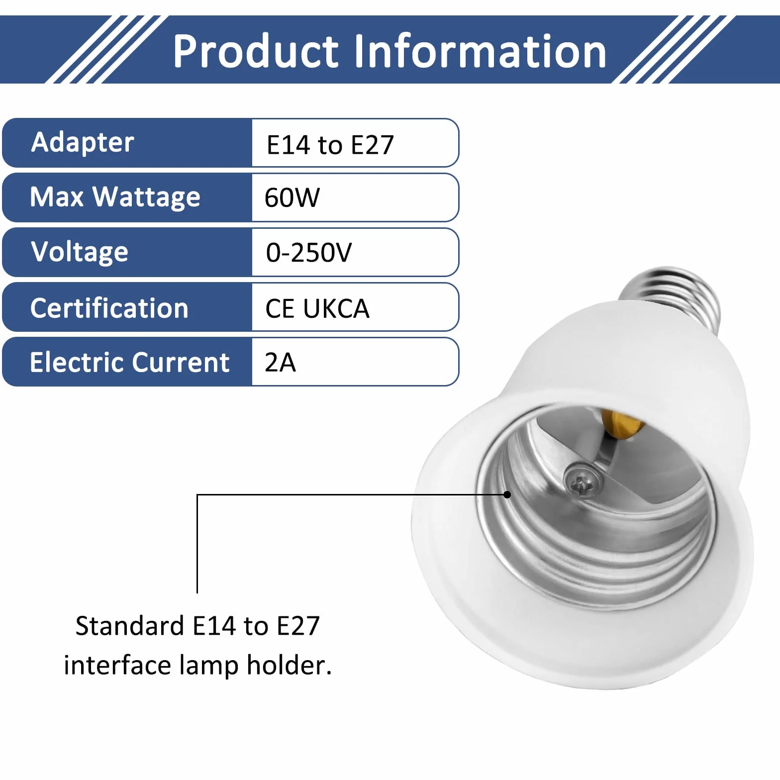 Adapter E14 na E27, konwerter gwintu Edisona do lamp LED, żarówek, halogenów, CFL