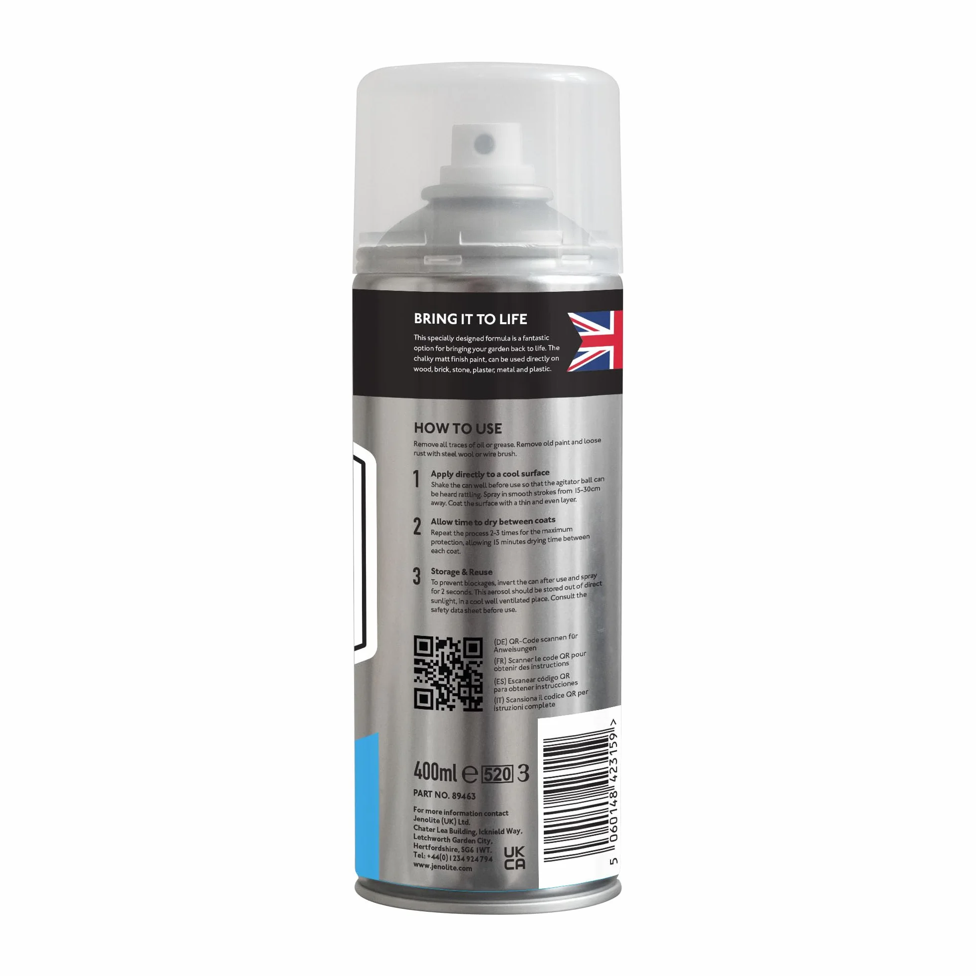 JENOLITE Farba w sprayu ogrodowym CHALKY MEDITERRANEAN BLUE 400 ml kredowa farba wielopowierzchniowa
