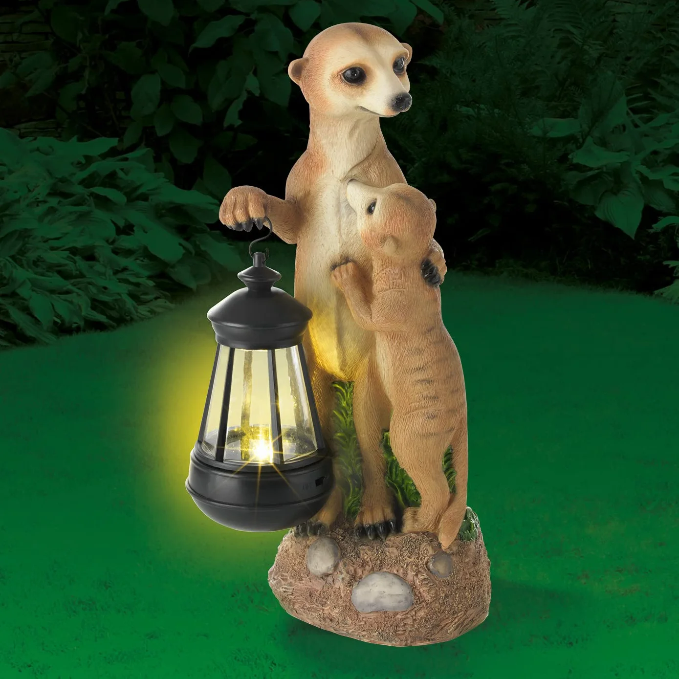 EASYmaxx Solar-LED surykatki rodzina ręcznie malowane bezprzewodowe z czujnikiem światła dziennego 8h 30x14x11 cm