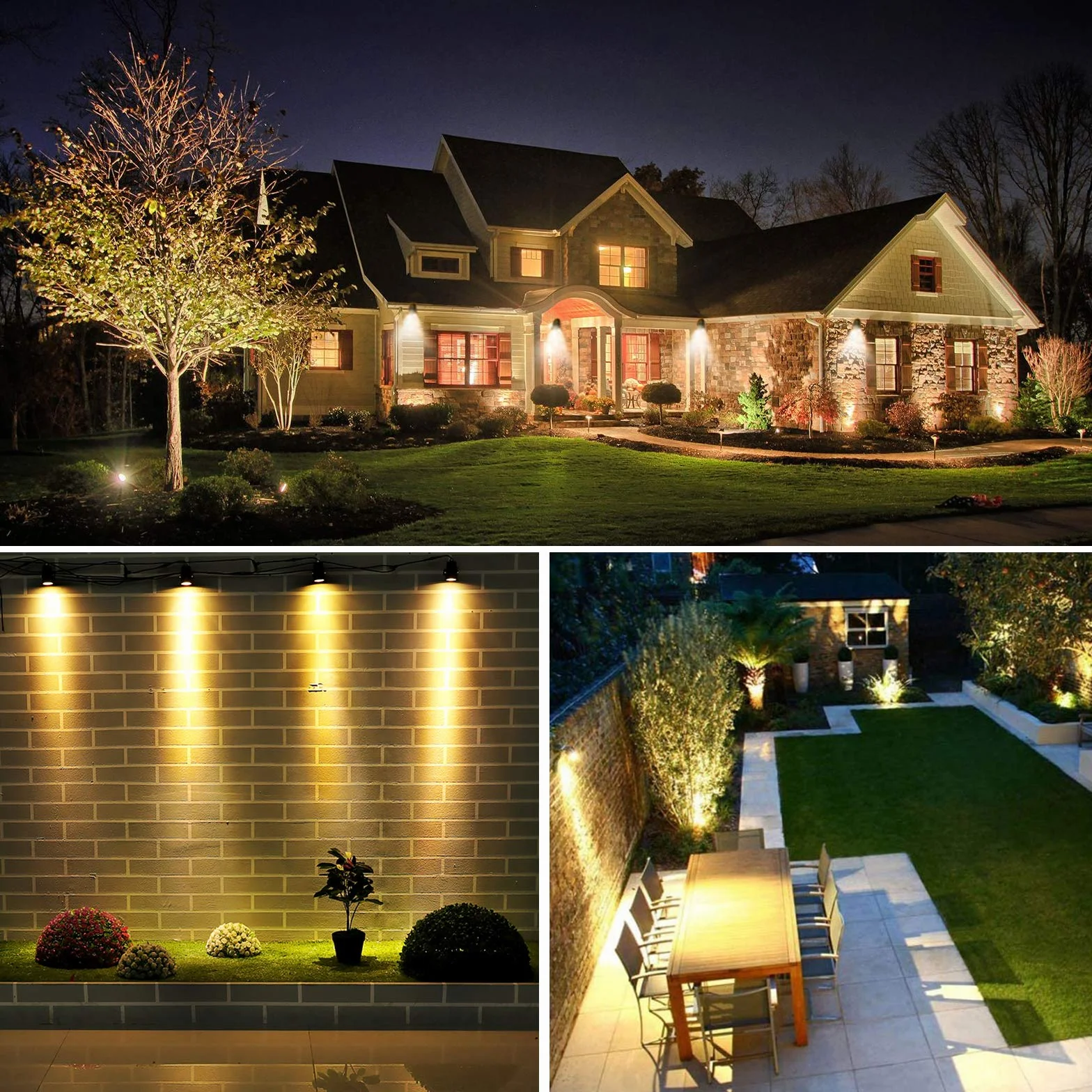 Svater Zewnętrzna lampa punktowa LED 4 x 2W, oświetlenie ogrodowe 14 m, reflektor LED na taras i patio, lampa zewnętrzna, reflektor punktowy 3000 K, do roślin, ścieżki, z uchwytem na lampę