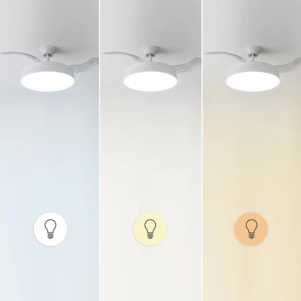 Cecotec EnergySilence Aero 4280 wentylator sufitowy z wysuwanymi skrzydłami i lampą, niewidzialny, biały, 40 W, średnica 106 cm, timer, 3 odcienie światła, funkcja lata/zima