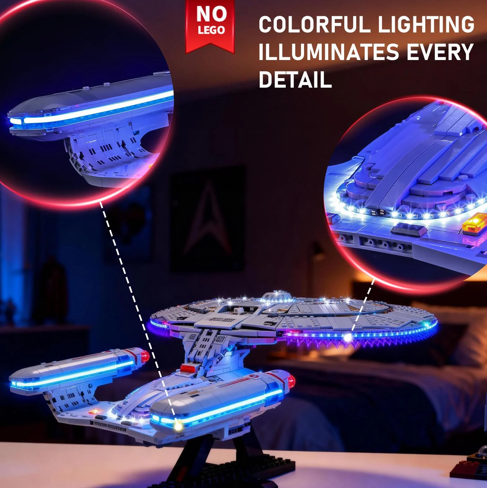 BRIKSMAX Oświetlenie LED do LEGO ICONS U.S.S. Enterprise NCC-1701-D (wersja ulepszona) 10356, zestaw świateł kompatybilny z klockami - bez zestawu Lego, światło do modelarstwa domowego