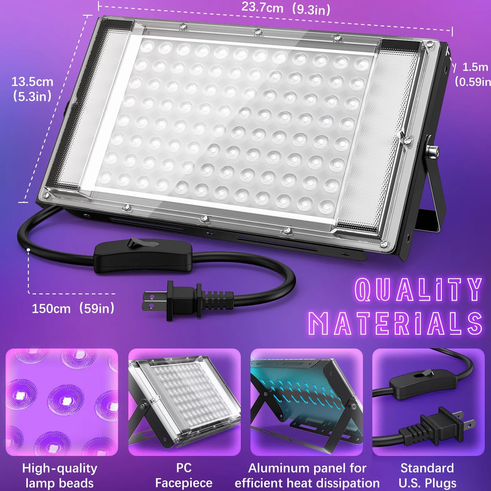 LED czarne światło UV 100W IP66 wodoodporne GKT 4 szt. na Halloween