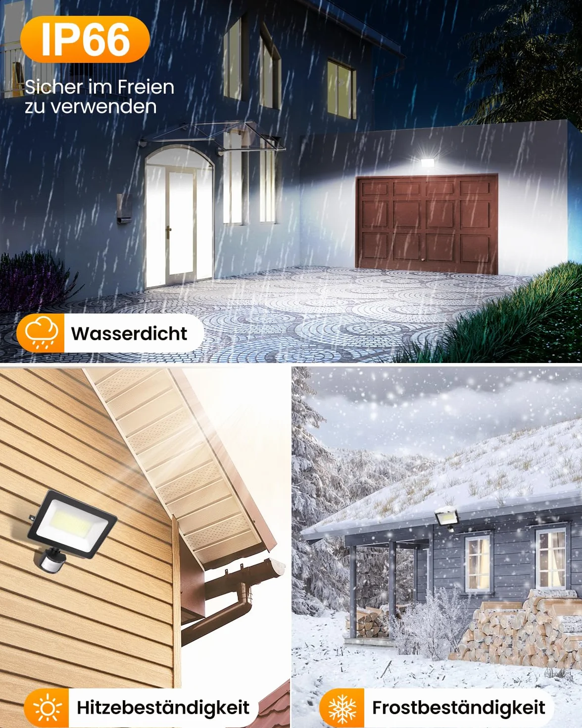 MEIKEE 60W reflektor led z czujnikiem ruchu 600-5900LM 6500K zimna biel 3 tryby 10 poziomów jasności oświetlenie punktowe led Z pilotem IP66 wodoodporny reflektor do ogrodu garaż boisko sportowe