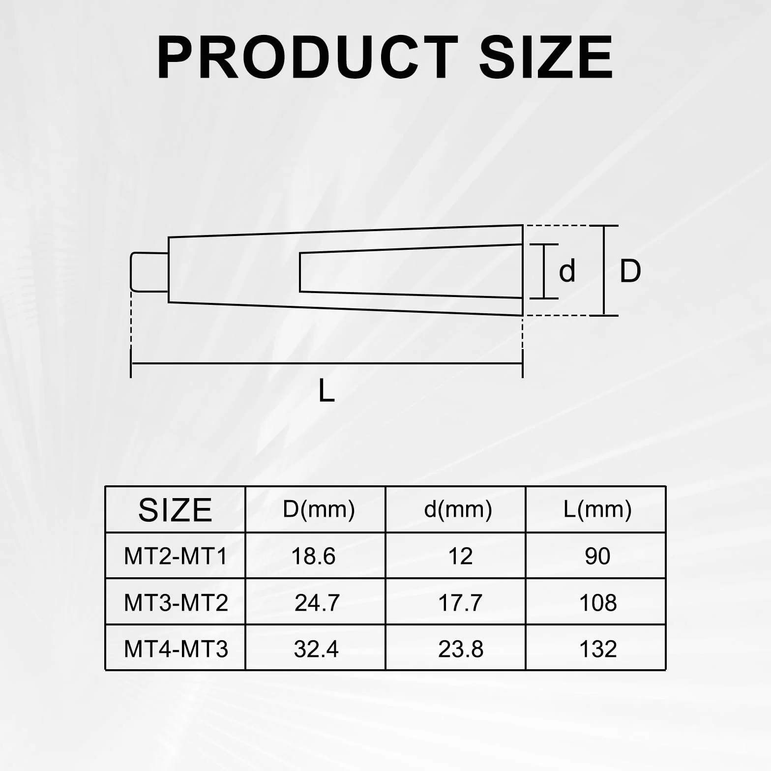 LALAGO Adapter redukcyjny do frezowania, końcówki stożkowe Morse'a MT1-MT4