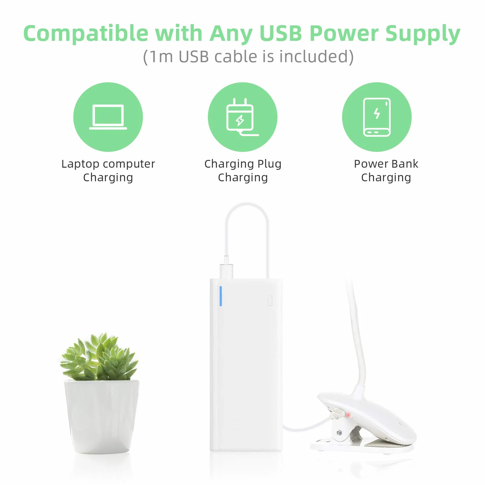 OUSFOT Lampka do Czytania Zacisk Książki z 3 Jasnościami USB Akumulator Dotykowy 360° Elastyczna Ochrona Oczu