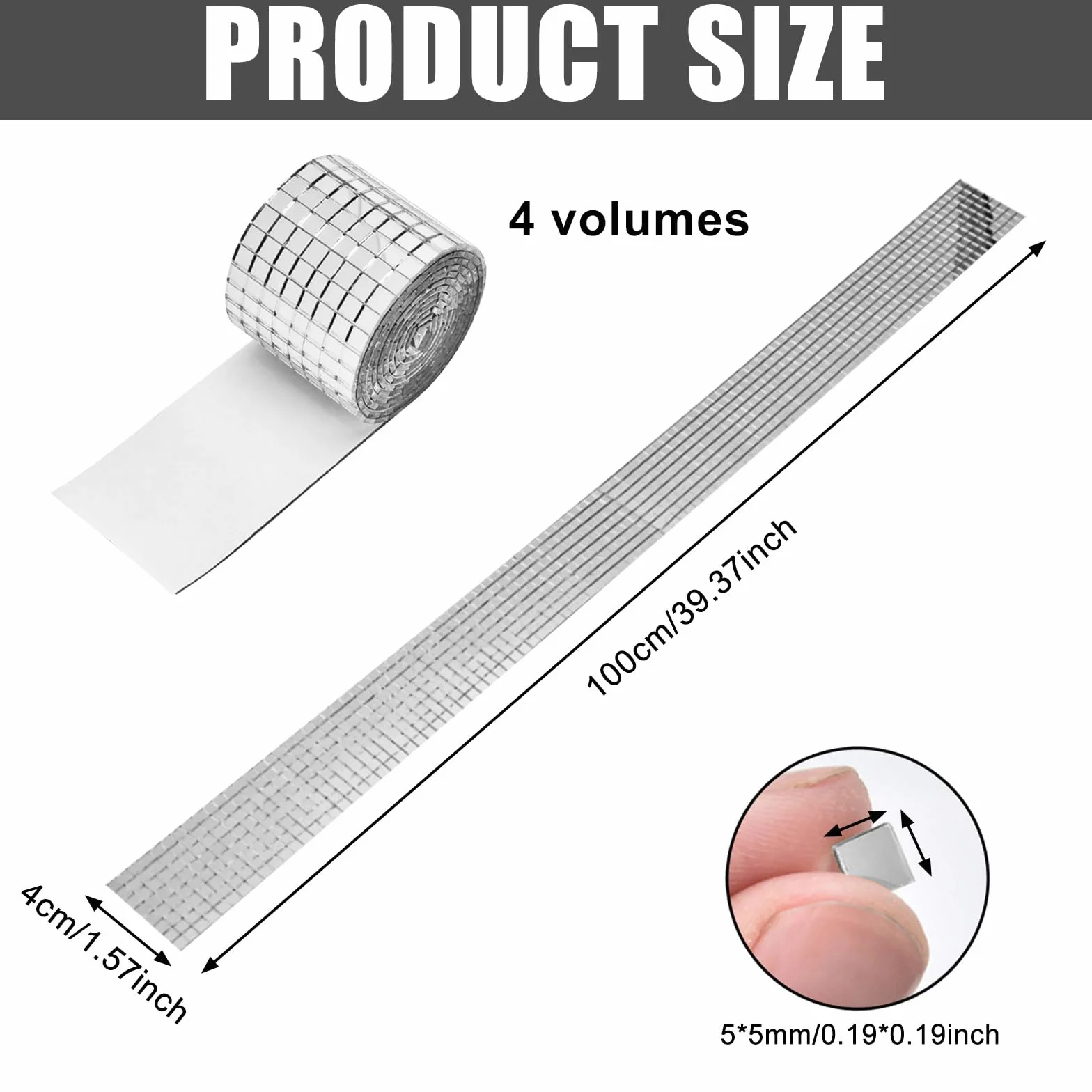 Płytki mozaikowe samoprzylepne szklane 5x5 mm lustrzane kwadratowe 5856 sztuk do dekoracji DIY