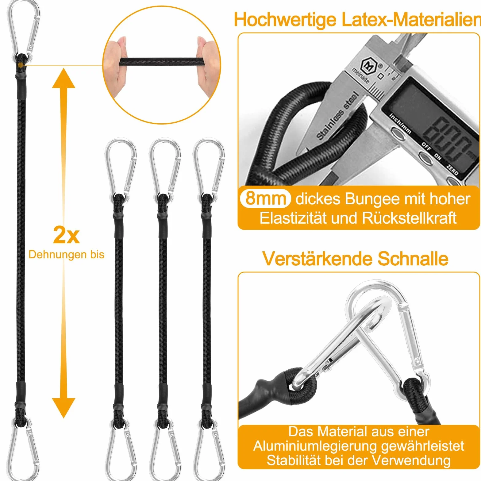 JiangLin Gumki Napinające z Haczykami 30 cm Zestaw Mocnych Gumowych Napinaczy do Bagażu, Roweru, Kempingu