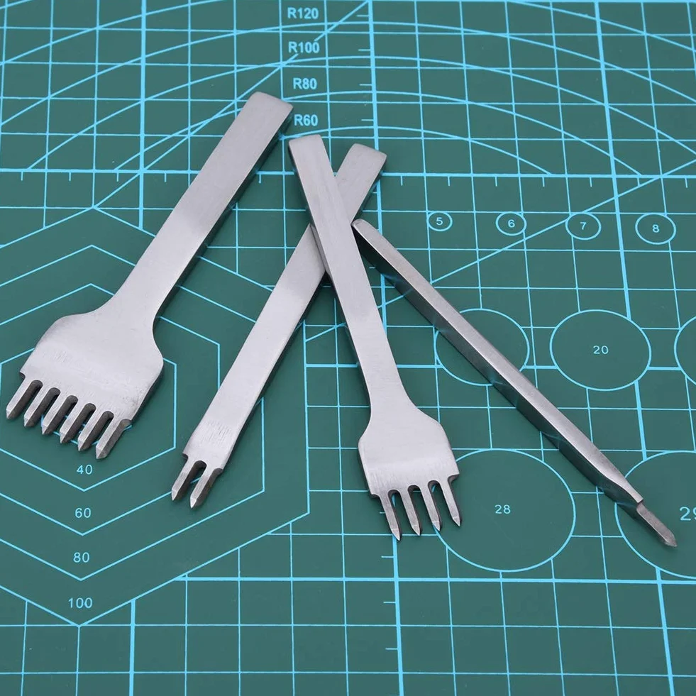 Zestaw Dziurkaczy do Skóry 4 szt. 3 mm 1/2/4/6 Prong Narzędzia Kaletnicze