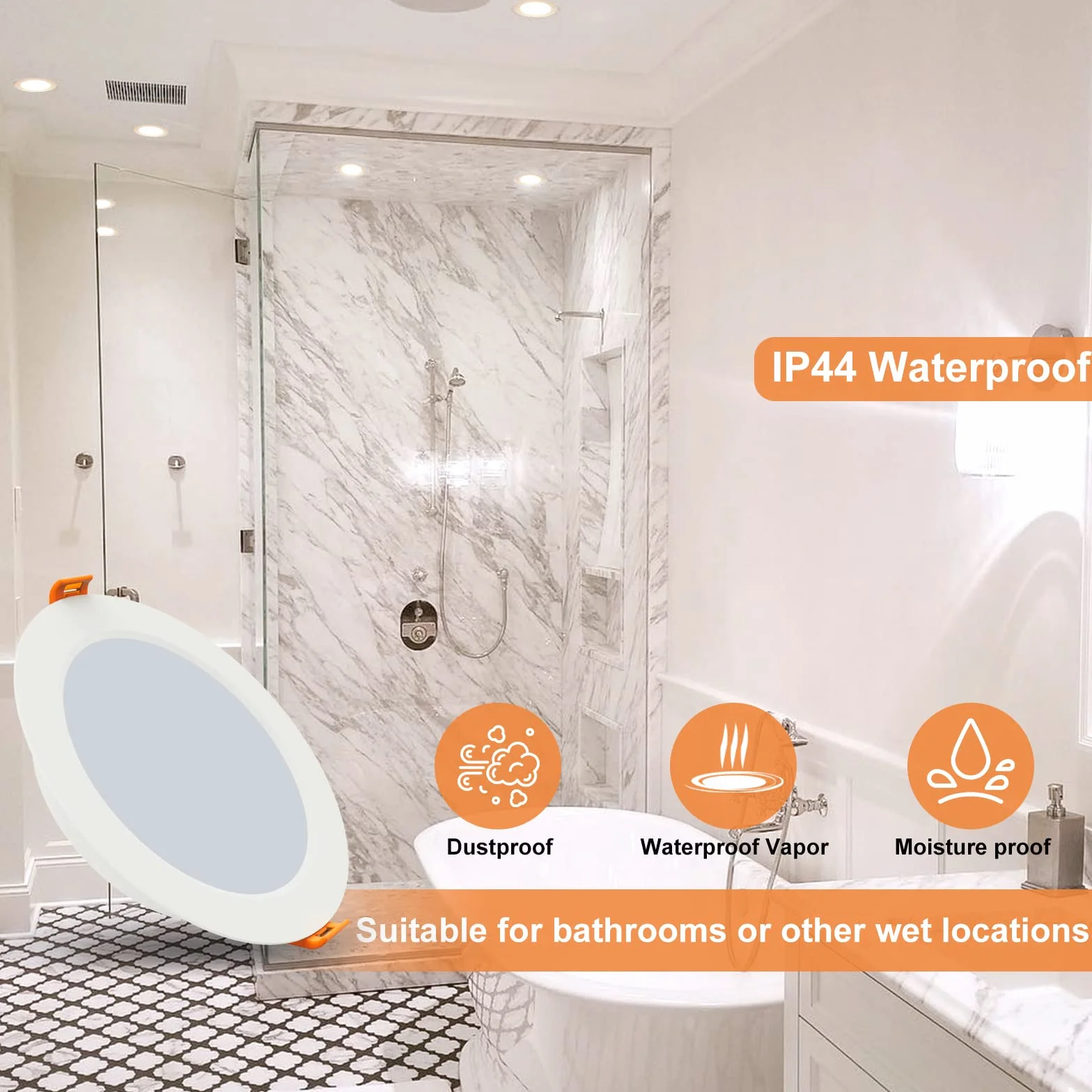 Tomosu LED reflektor do zabudowy 230V 10W 1000LM IP44 4000K Ø115-125mm płaski