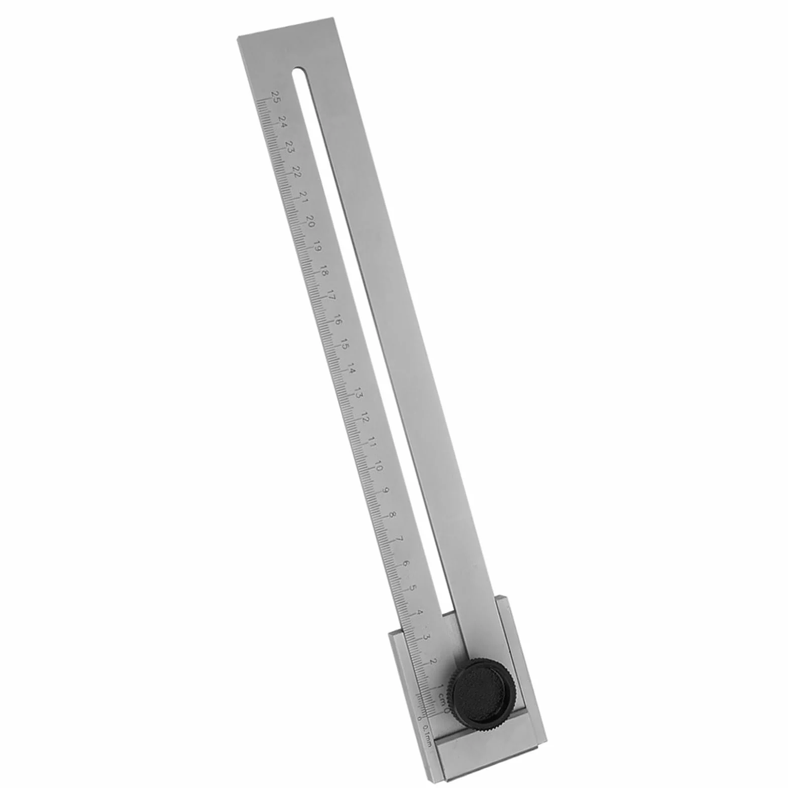 Linijka Pomiarowa 0-250 mm, Dokładność 0,1 mm, Narzędzie z Gałką, Widoczna Skala