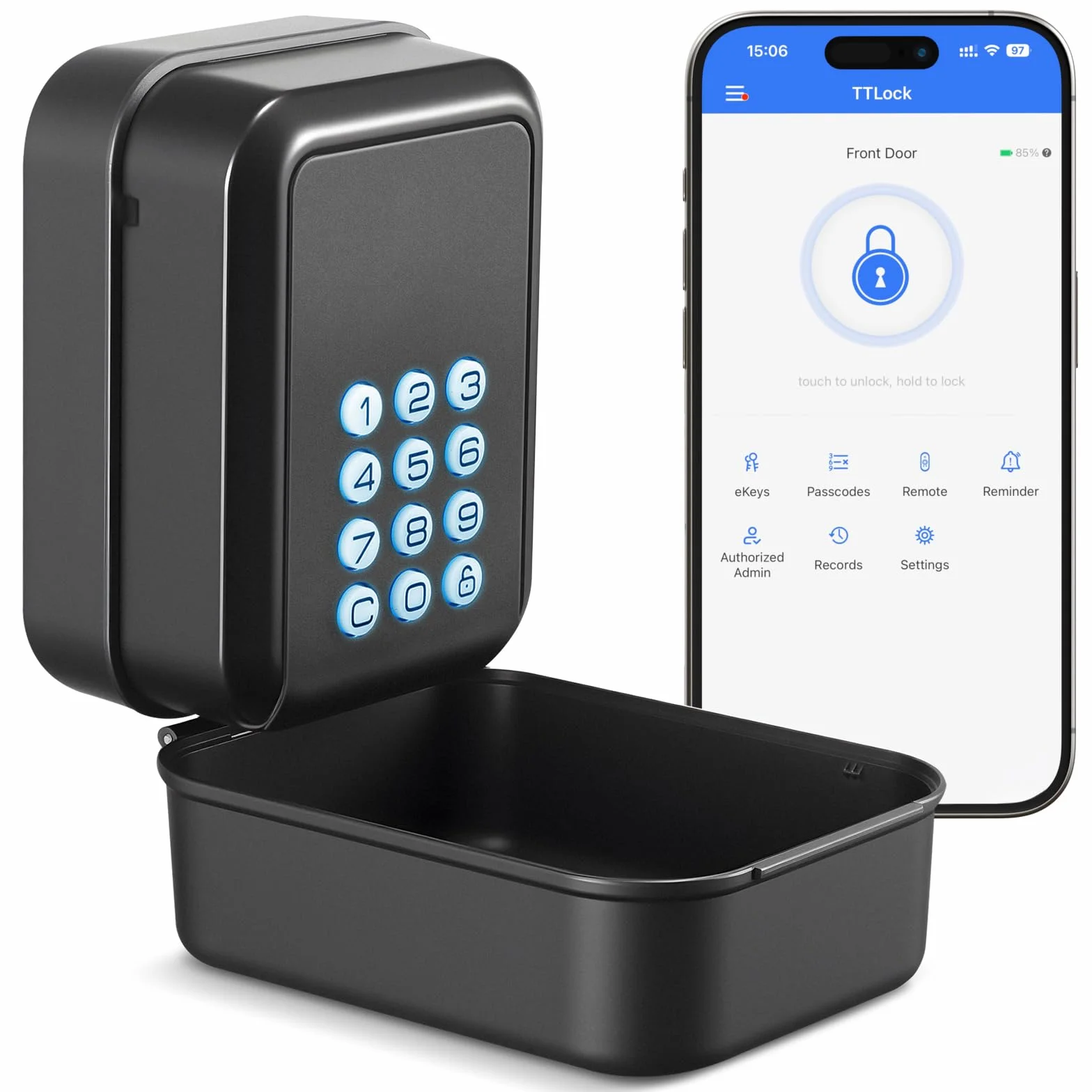 PAIRIER Inteligentna skrzynka na klucze Bluetooth Lock Box z aplikacją TTLock i kodem PIN, sejf na klucze 12-cyfrowy