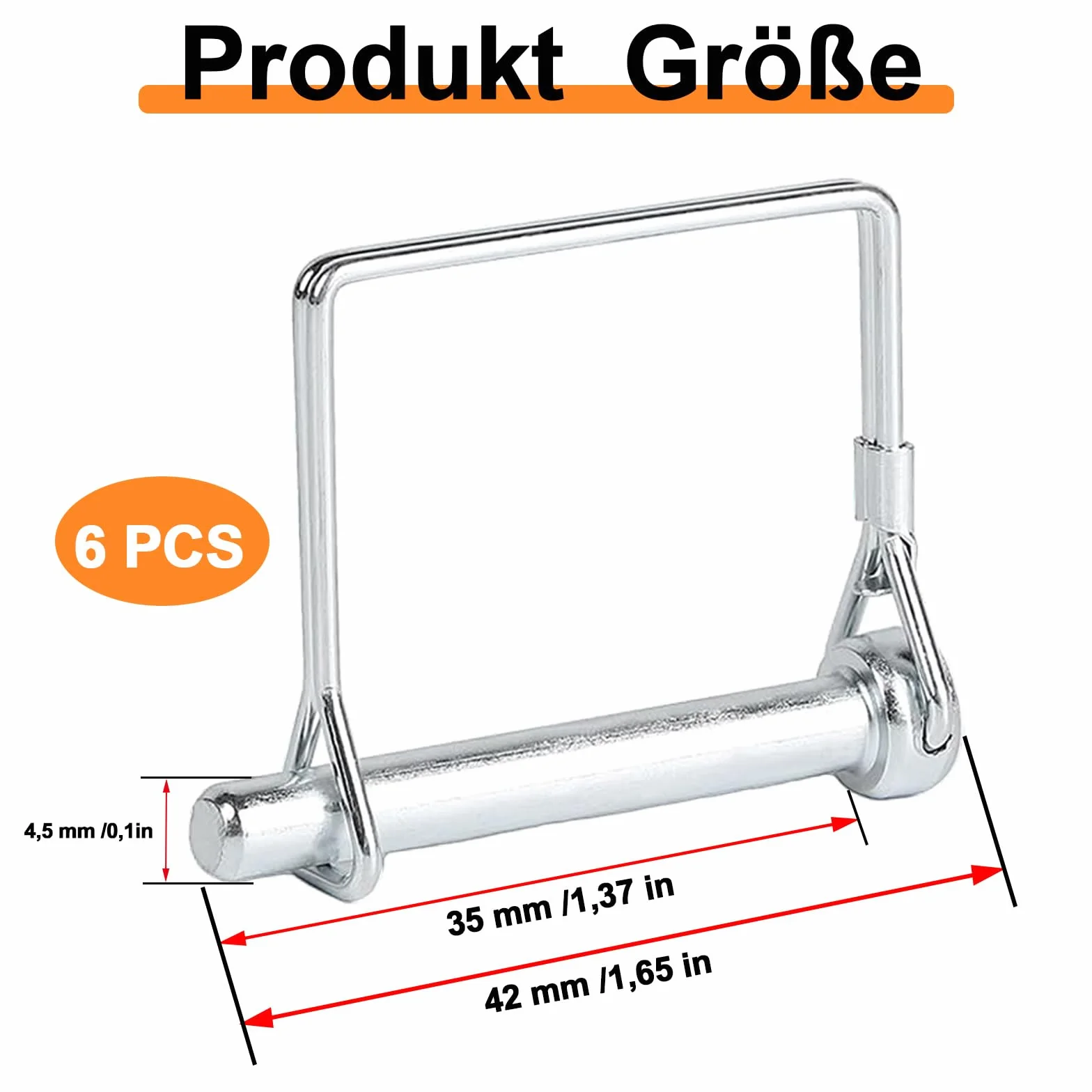Kołki zabezpieczające 4,5x35 mm 6 sztuk prostokątne sprzęgłowe składane z zatrzaskiem do przyczep