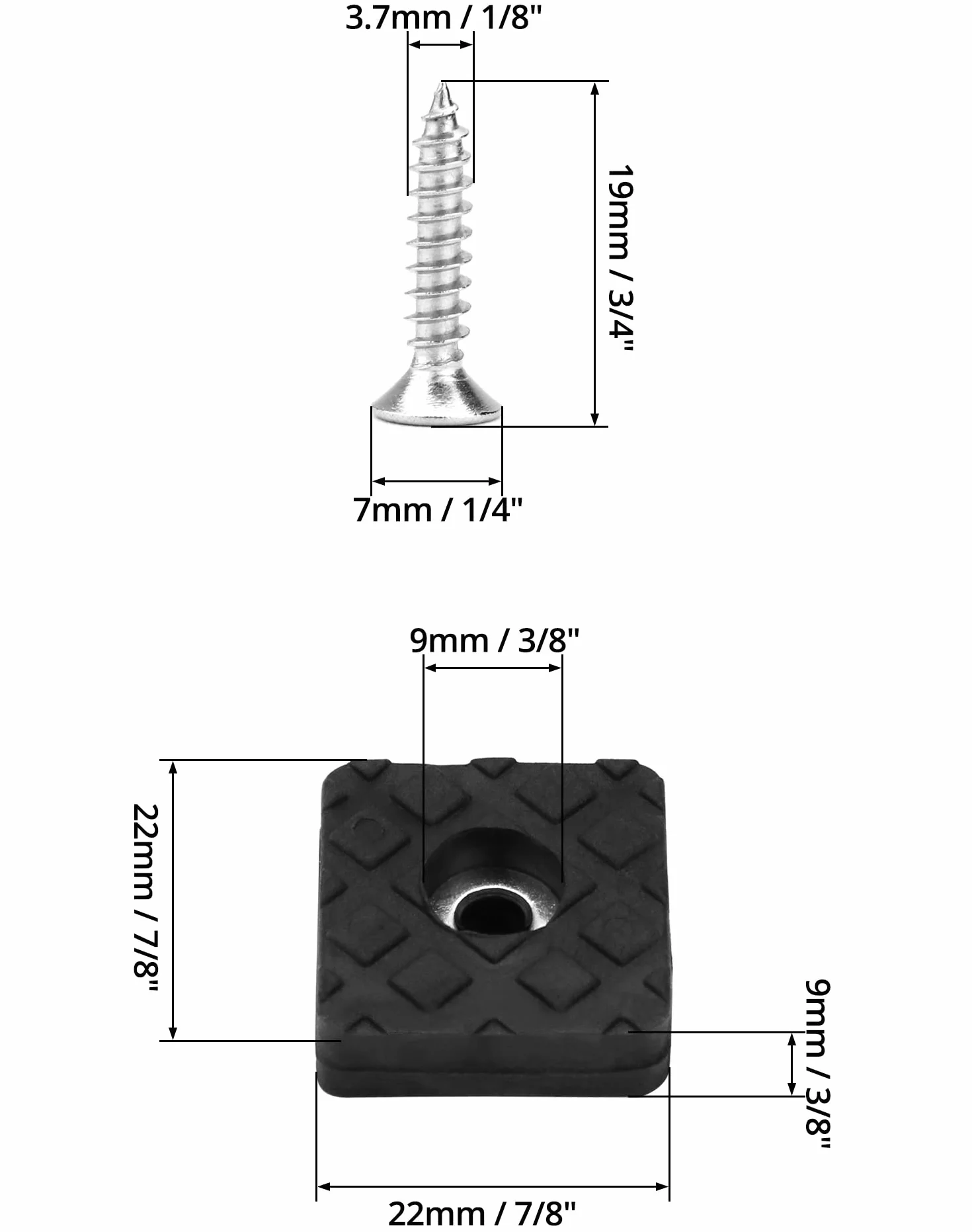 QWORK® 18 szt. Kwadratowe gumowe nóżki antypoślizgowe 22*22*8mm