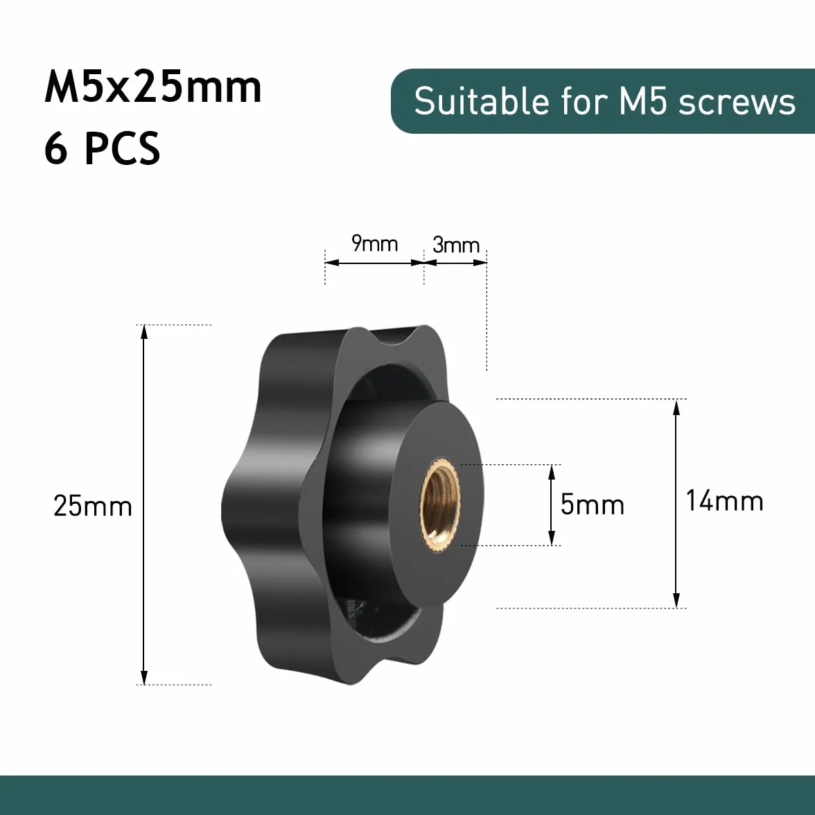 Nakrętka motylkowa M5 mosiężna 6 sztuk 25 mm gwint wewnętrzny uchwyt gwiazdowy