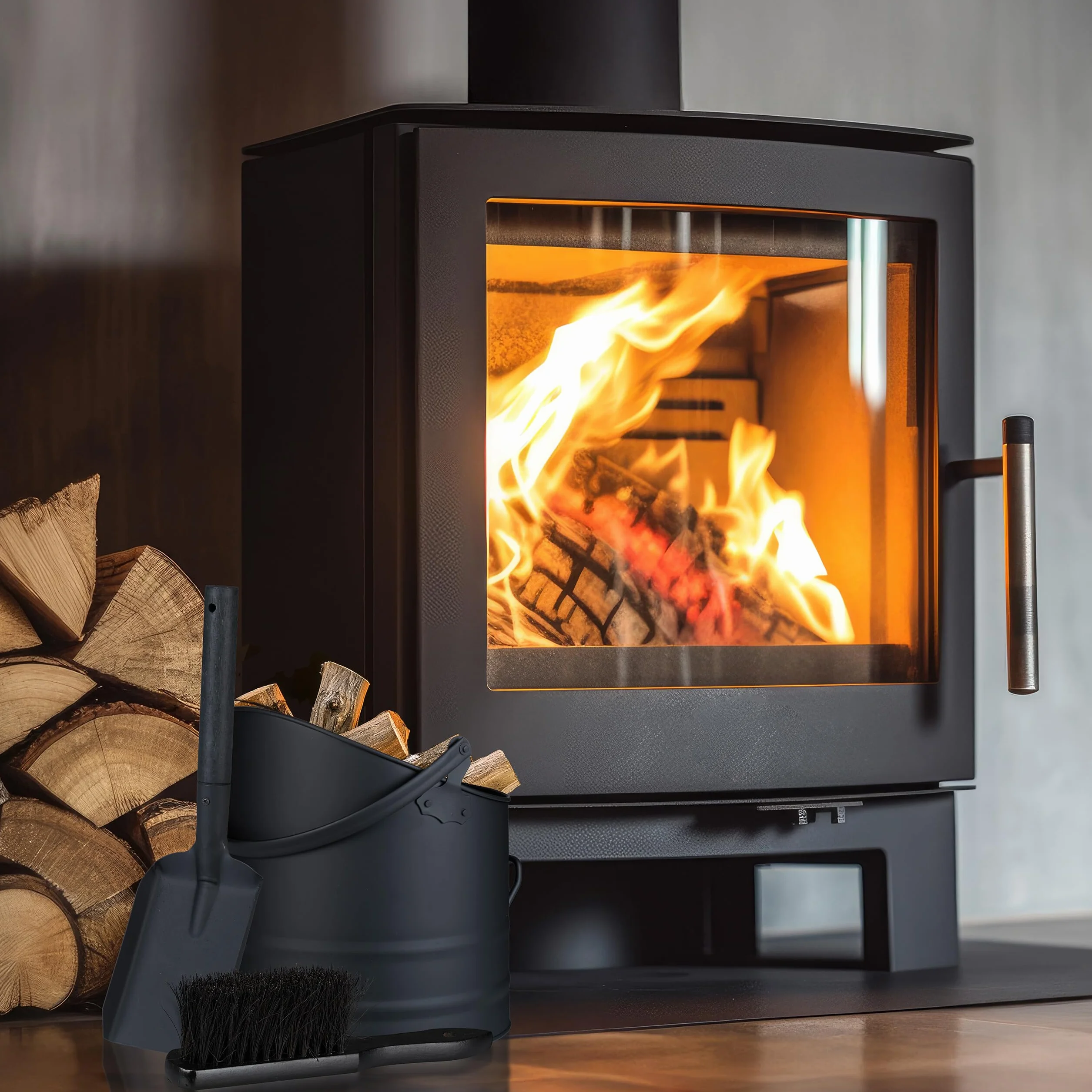 Relaxdays wiadro na popiół 9,5 l z uchwytem, żelazko, czarny