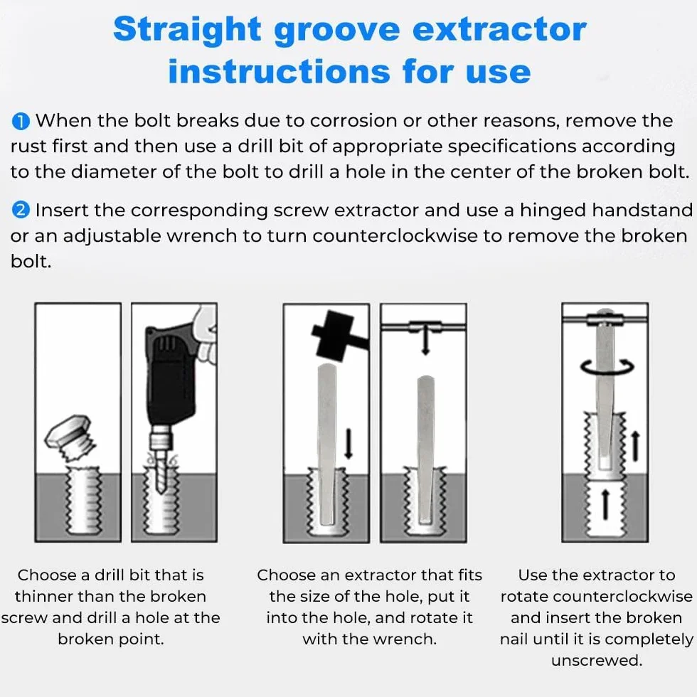 Screw Extractor 5 sztuk Broken Bolt Easy Out Removal Tool Square Type
