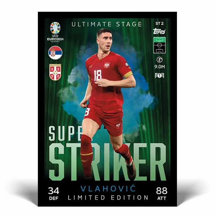 Topps Match Attax Euro 2024 – puszka Booster Tin – Super Strikers – zawiera 28 kart Match Attax EURO 2024 oraz 3 ekskluzywne karty z limitowanej edycji Super Strikers!