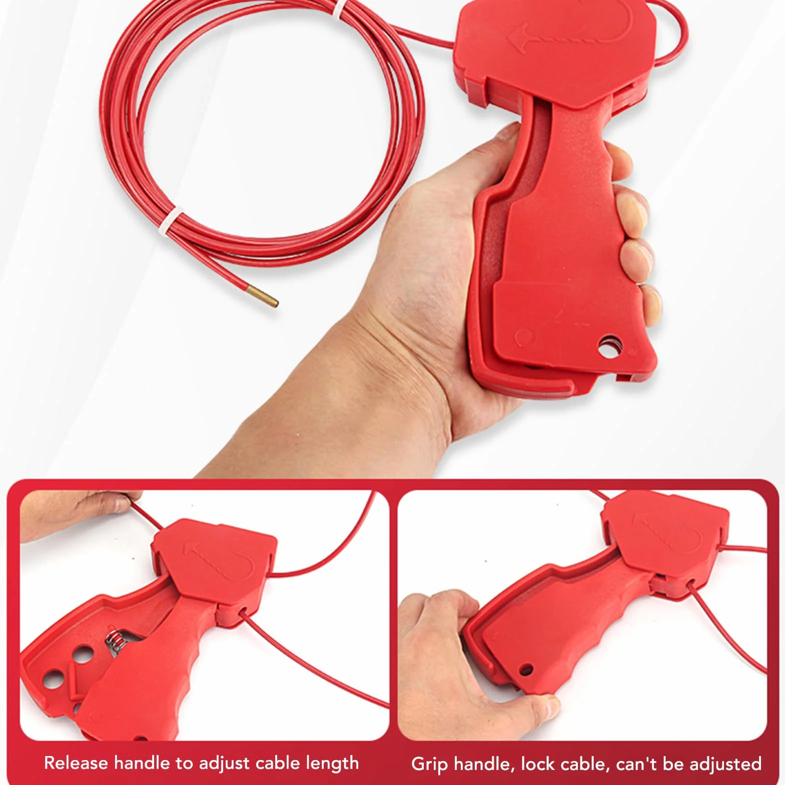 Lockout Tagout Cable Lock, Adjustable Stainless Steel Safety Lock for LOTO