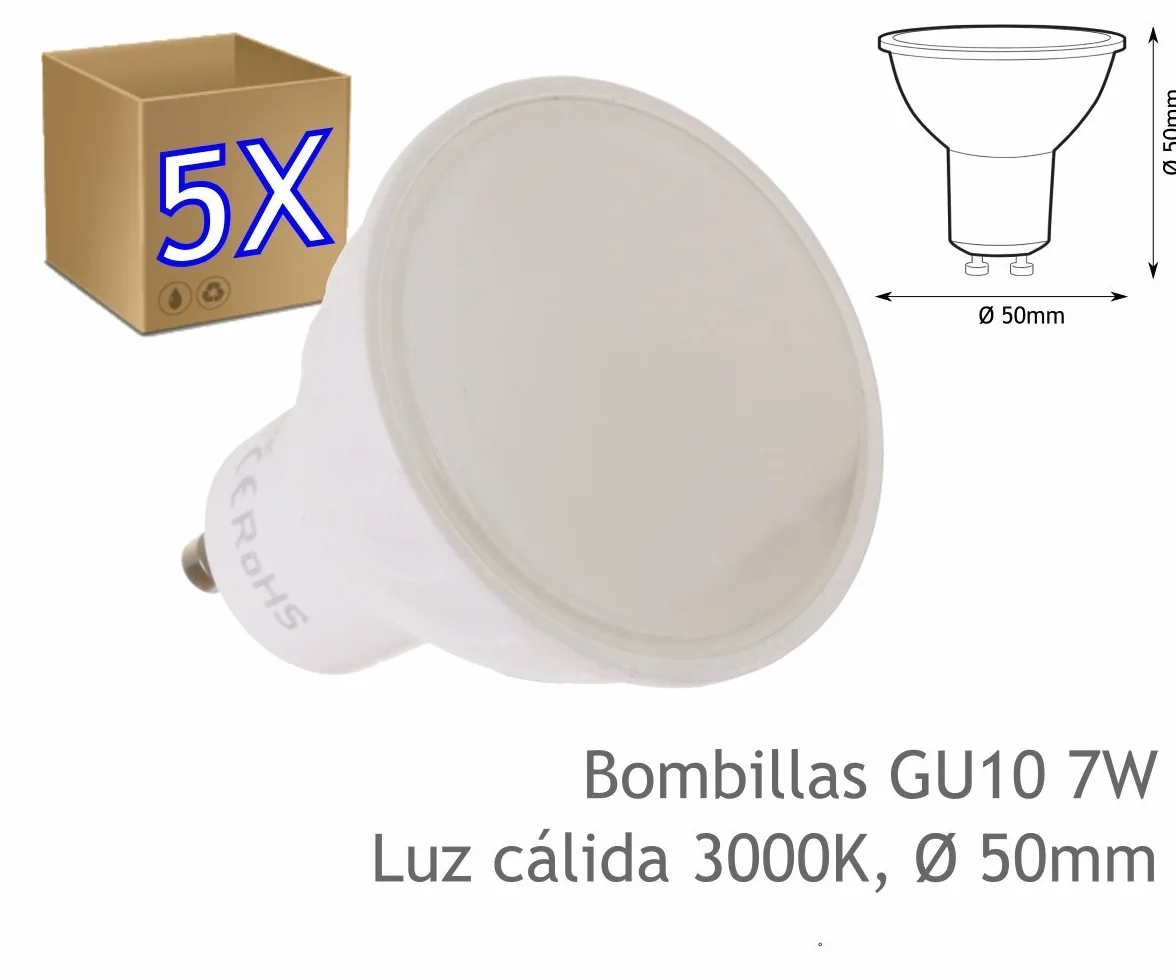 Jandei Zestaw 5 żarówek LED 7W GU10 Ciepła Biała 3000K 650 Lumenów