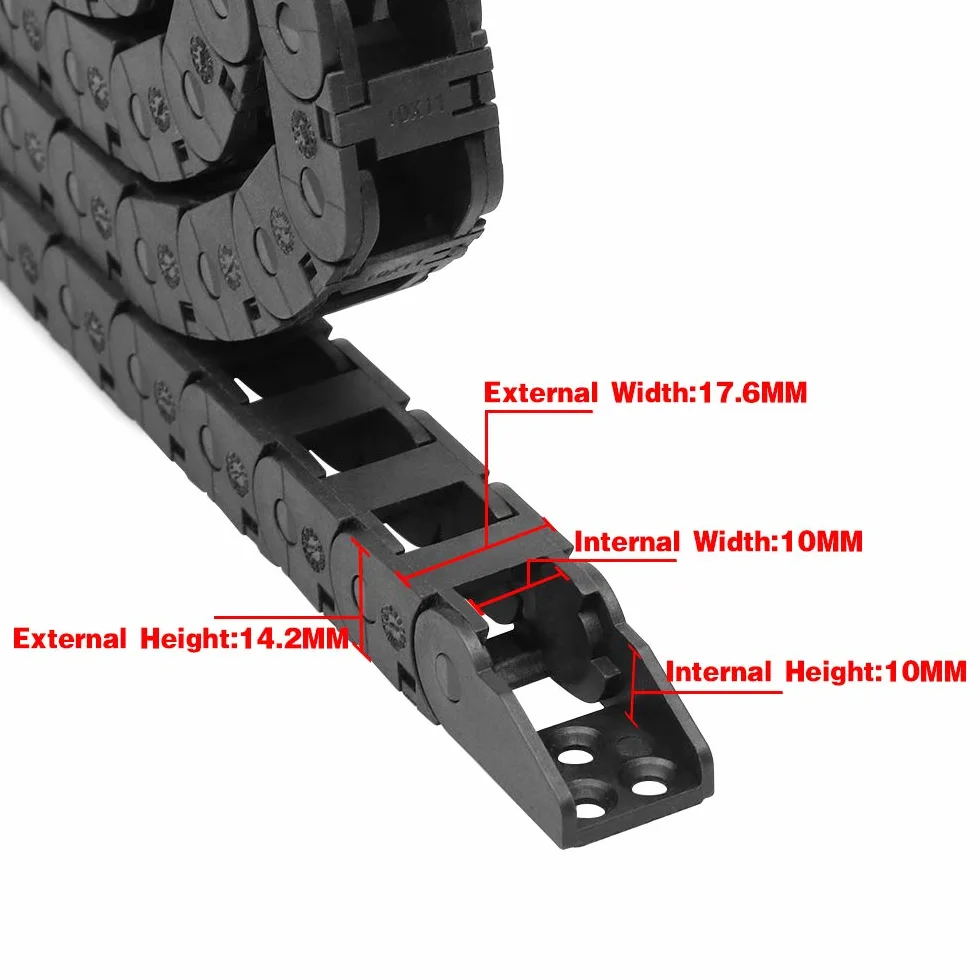 Redrex łańcuch do ciągnięcia 10 mm x 11 mm z tworzywa sztucznego do maszyn CNC