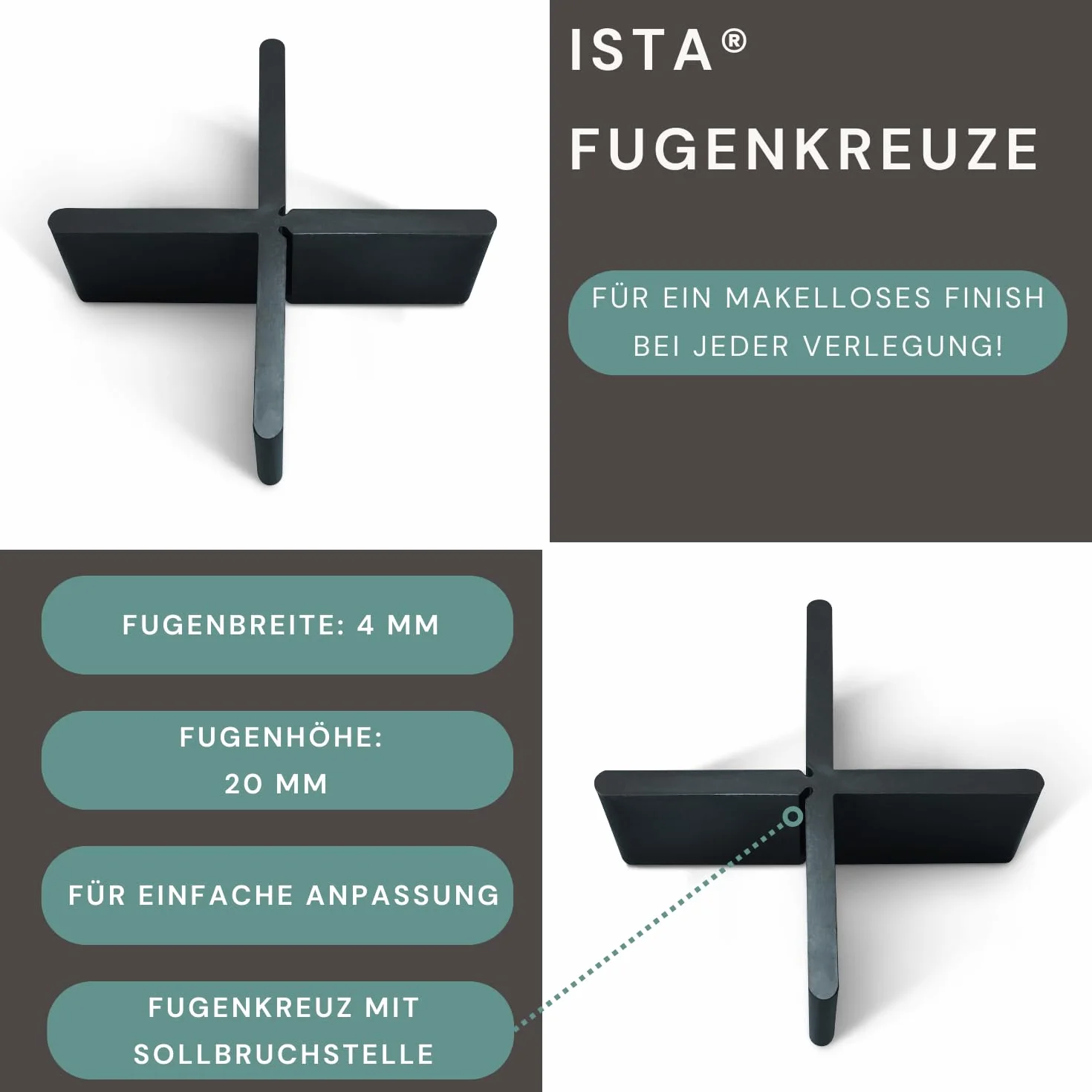 Płytki tarasowe krzyże do fug 4 mm wysokość 20 mm ISTA 200 sztuk