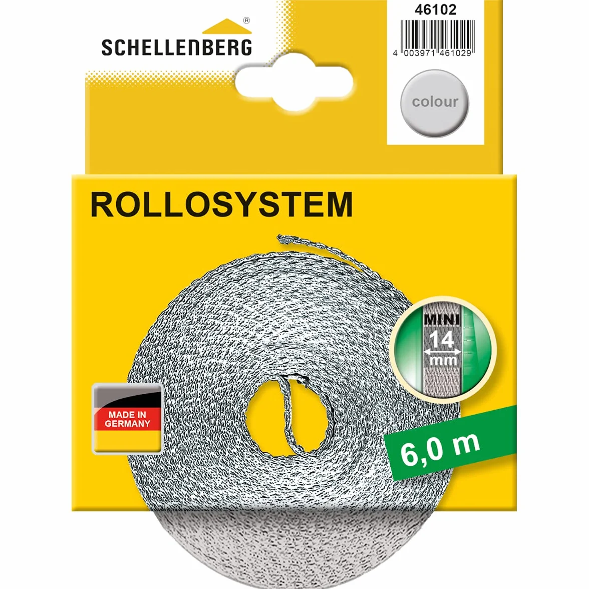 Schellenberg 46102 Taśma do rolet mini 14 mm 6 m szara