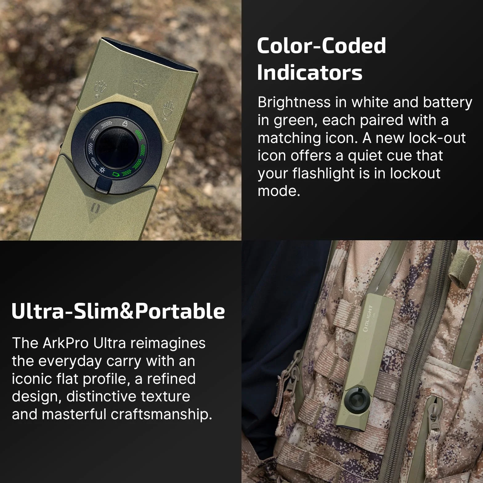 OLIGHT ArkPro Ultra Latarka UV Zielone Światło 1700 lumenów USB-C Wodoodporna IPX7 Zielony