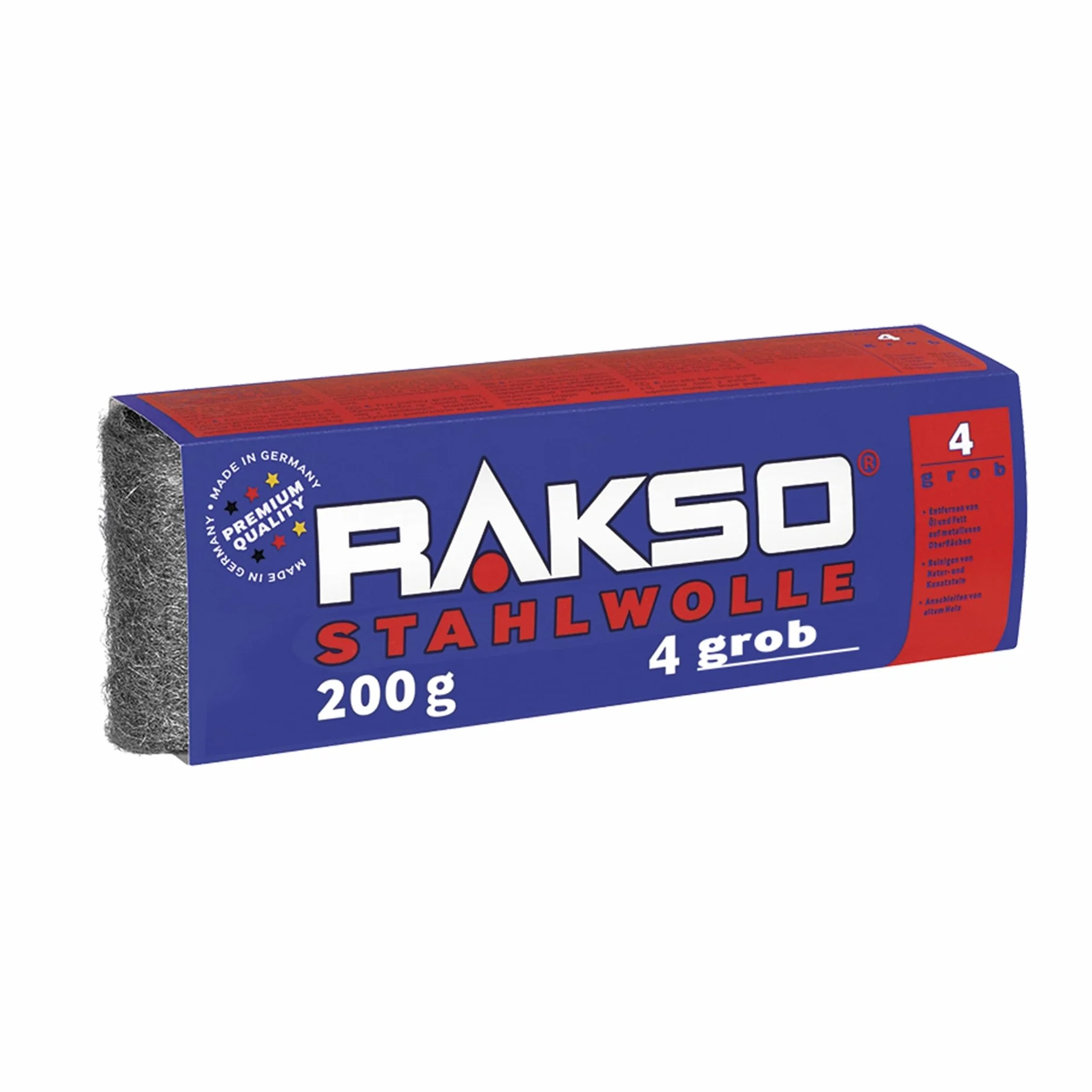 Wełna stalowa granulacja 4 gruboziarnista 200g RAKSO