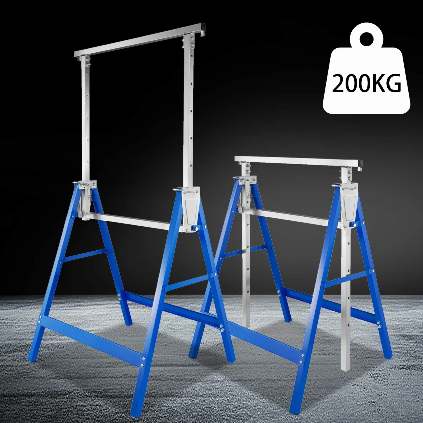 Metalowy kozioł warsztatowy teleskopowy nośność 200 kg regulacja wysokości 800-1300 mm