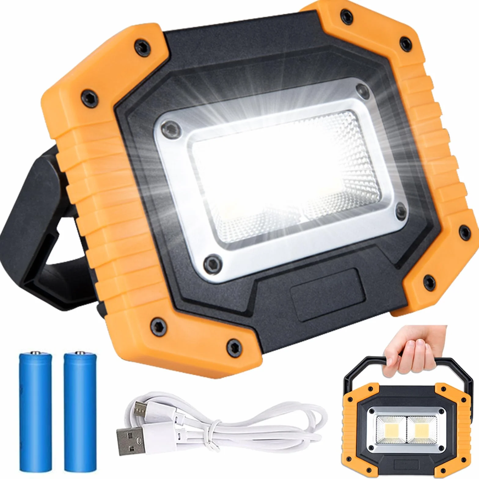 Ładowalny Projektor LED 30W 2000LM Przenośna Lampa Robocza z Portem USB i 3 Trybami