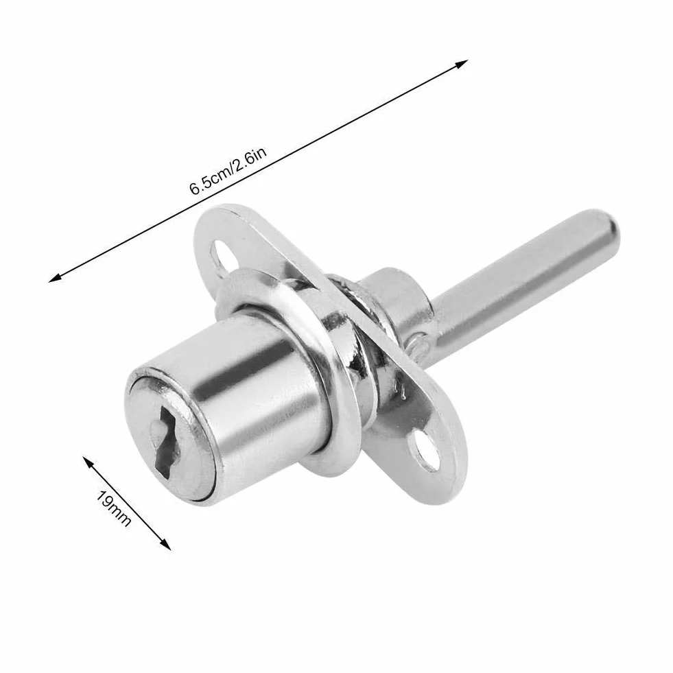 2 szt.Zamki do szafek Szuflada na meble Szafa na dokumenty Zamek do szafki z kluczowym zabezpieczeniem biurowym (19 mm-srebrny)