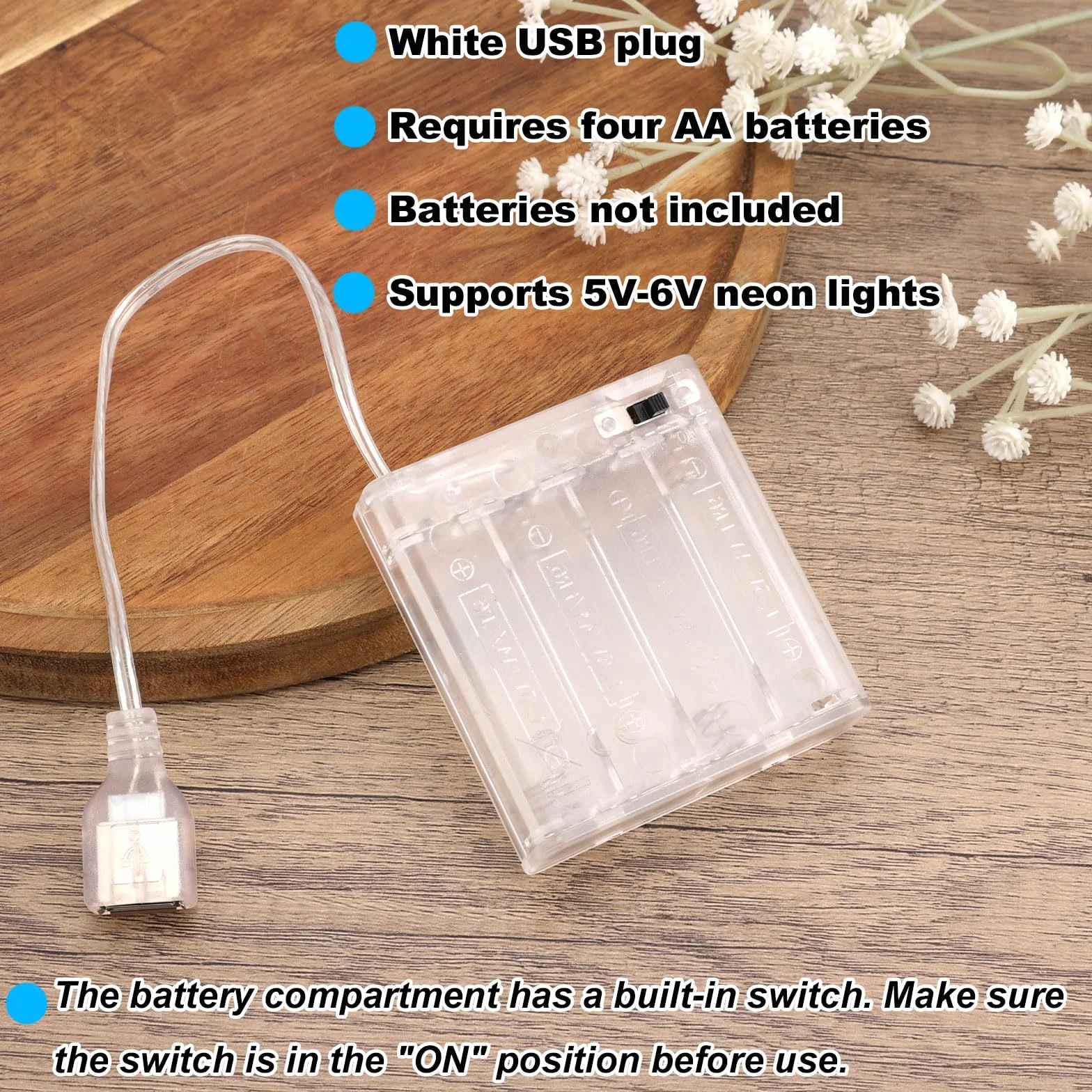 Przenośny Zestaw Baterii do Neonów LED 5V-6V, Zasilacz USB na Baterie