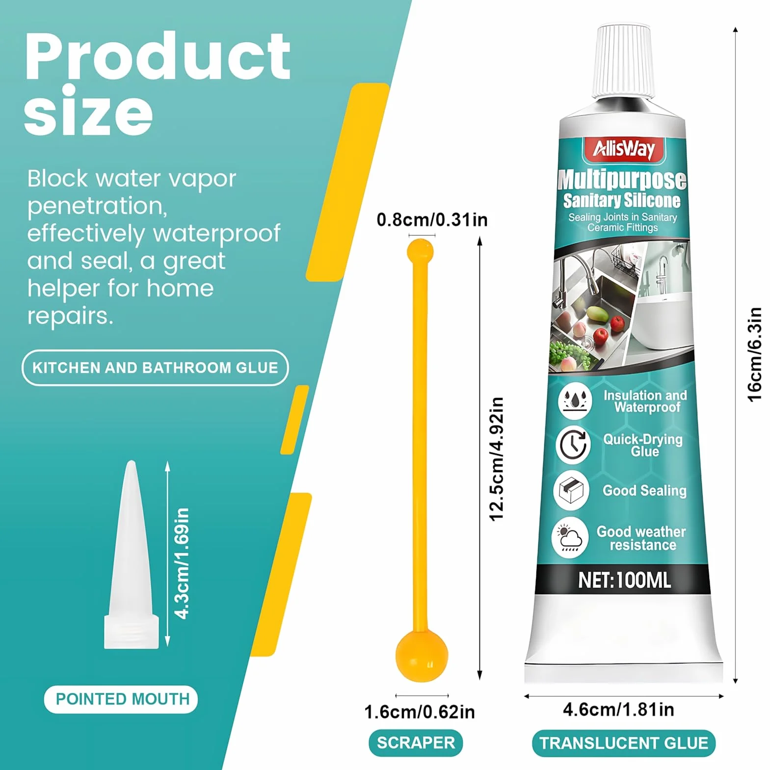Przezroczysty silikon łazienkowy uszczelka wodoodporna 100 ml