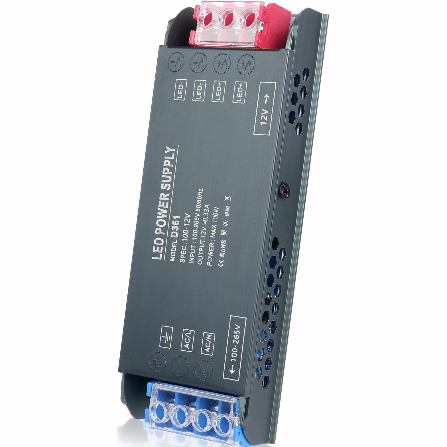 AXFEE Transformator LED 240V 12V 100W ultra cienki sterownik LED do taśm LED reflektorów
