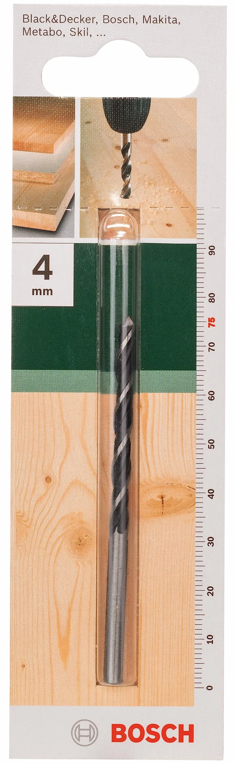Bosch Wiertła spiralne do drewna 4,0 mm 75 mm