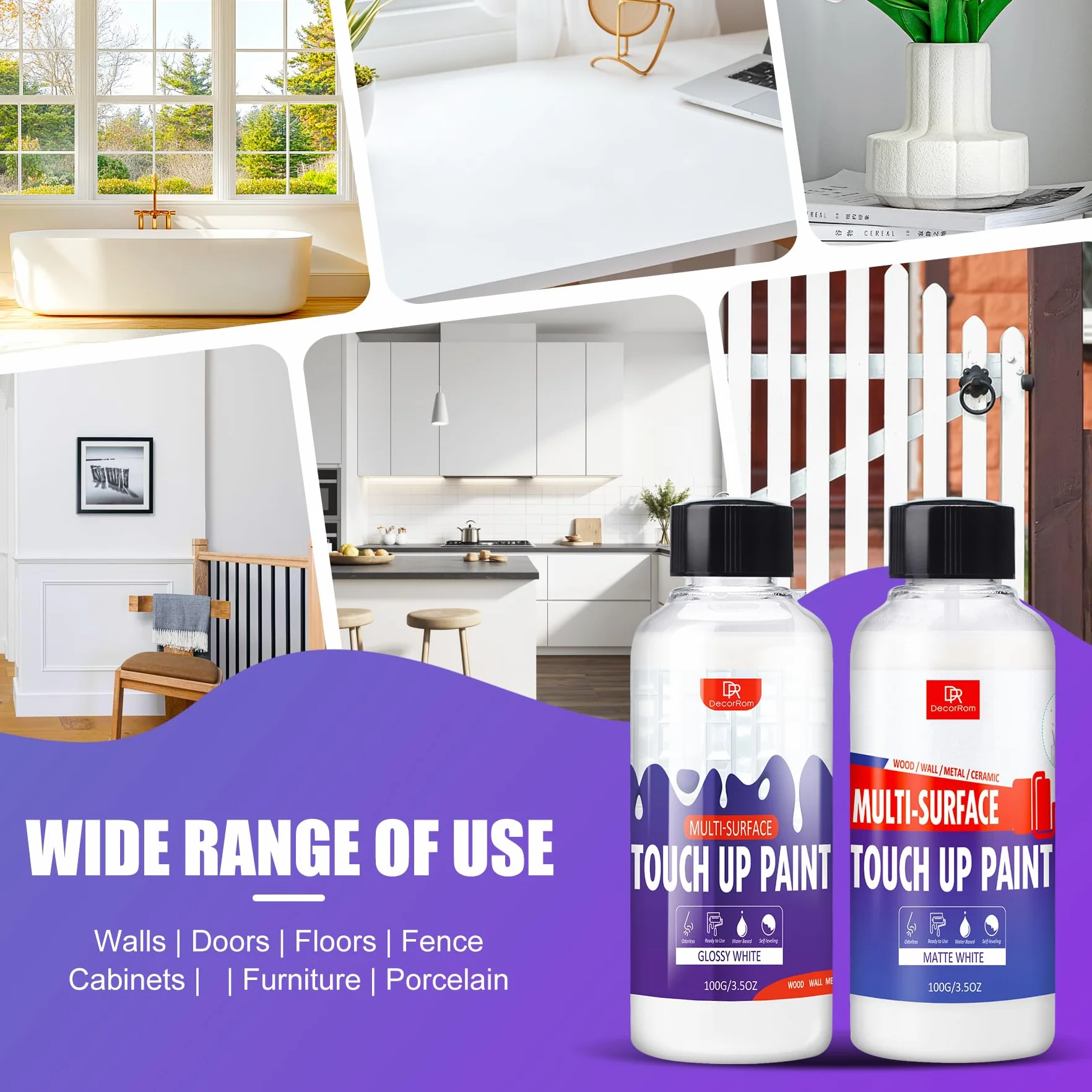 Emaliowany lakier naprawczy biały 200 ml, lakier do wanny – szybkoschnący i wodoodporny, idealny do naprawy płytek, umywalek, ceramiki w łazience, również do naprawy lakierów samochodowych niewielkich