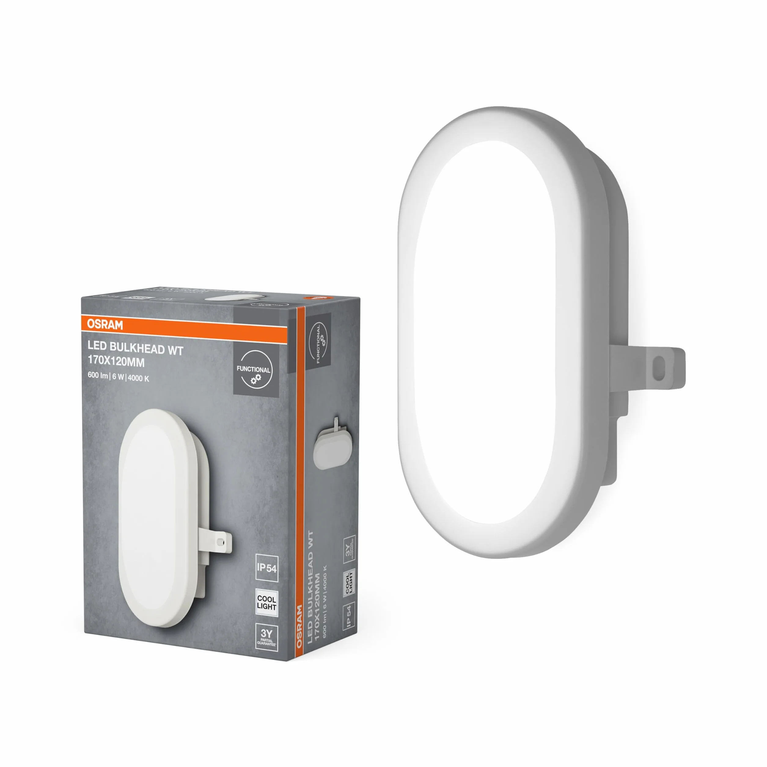 OSRAM Kinkiet 6W Bulkhead 4000K 420 lm IP54 IK06 odporny na wstrząsy poliwęglan 120°