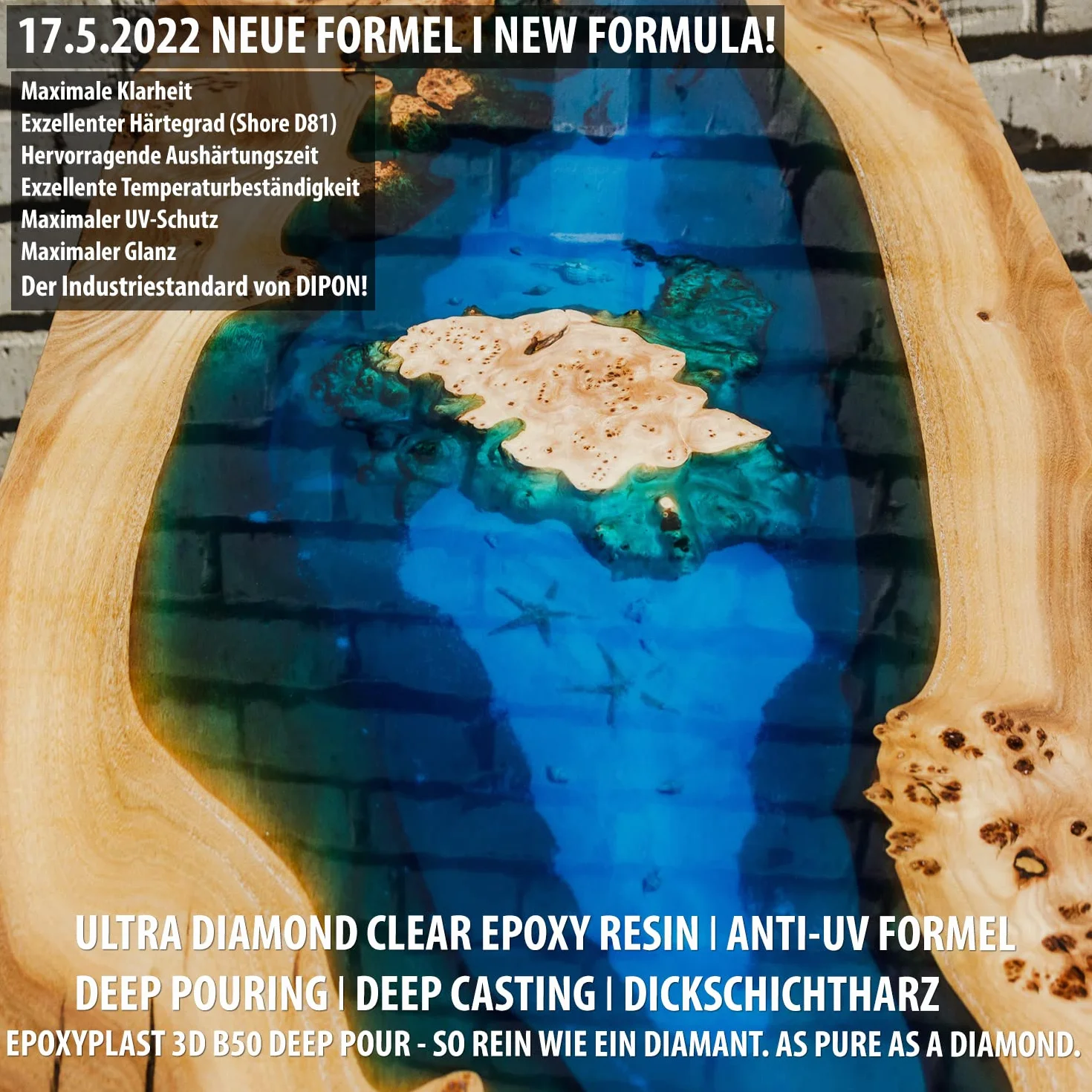 Żywica epoksydowa EpoxyPlast 3D B50 DEEP POUR 12,0 kg przezroczysta dwuskładnikowa ochrona UV