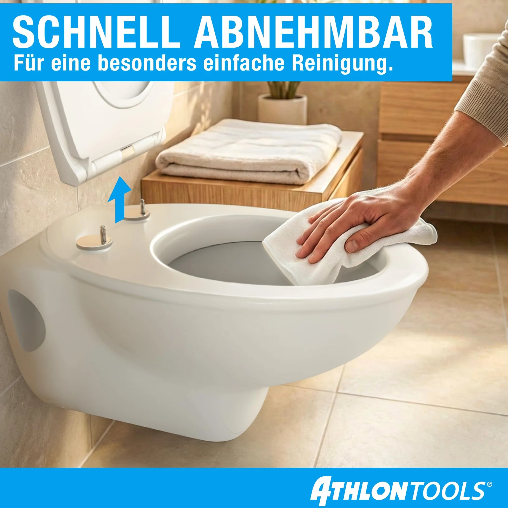 ATHLON TOOLS Deska sedesowa wolnoopadająca w kształcie litery O z duroplastu Soft-Close Quick-Release antybakteryjna odporna na zarysowania i UV