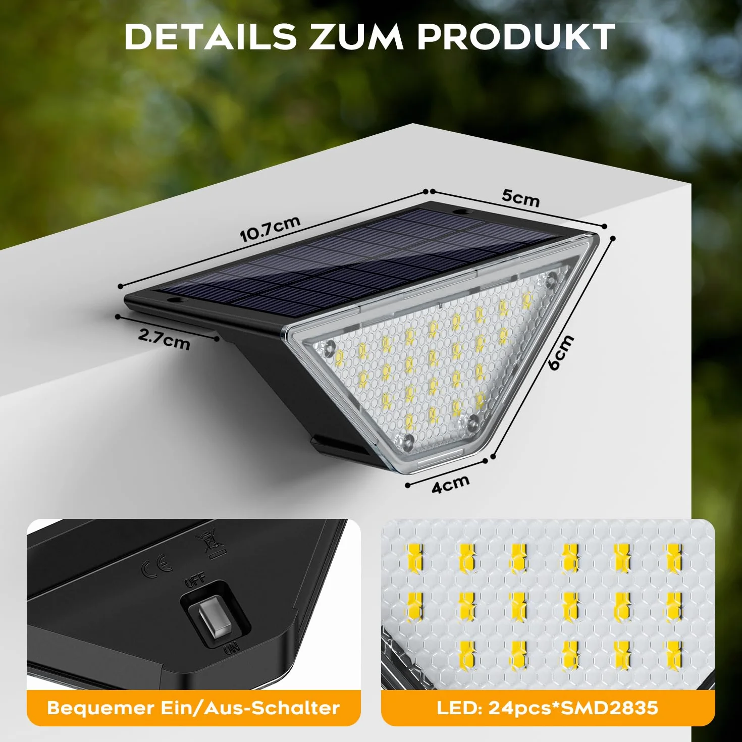 Lampy solarne LED ogrodowe IP65 na zewnątrz, ścieżka, taras, ogrodzenie